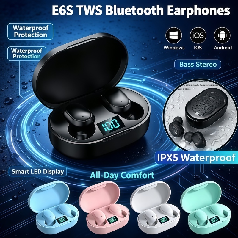 سماعات أذن لاسلكية E6S TWS بتق - مراجعة Bluetooth Headset On Ear وسعره