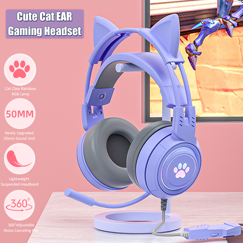 سماعات أذن القط اللطيفة مع ميك - مراجعة Gaming Headset Rgb وسعره